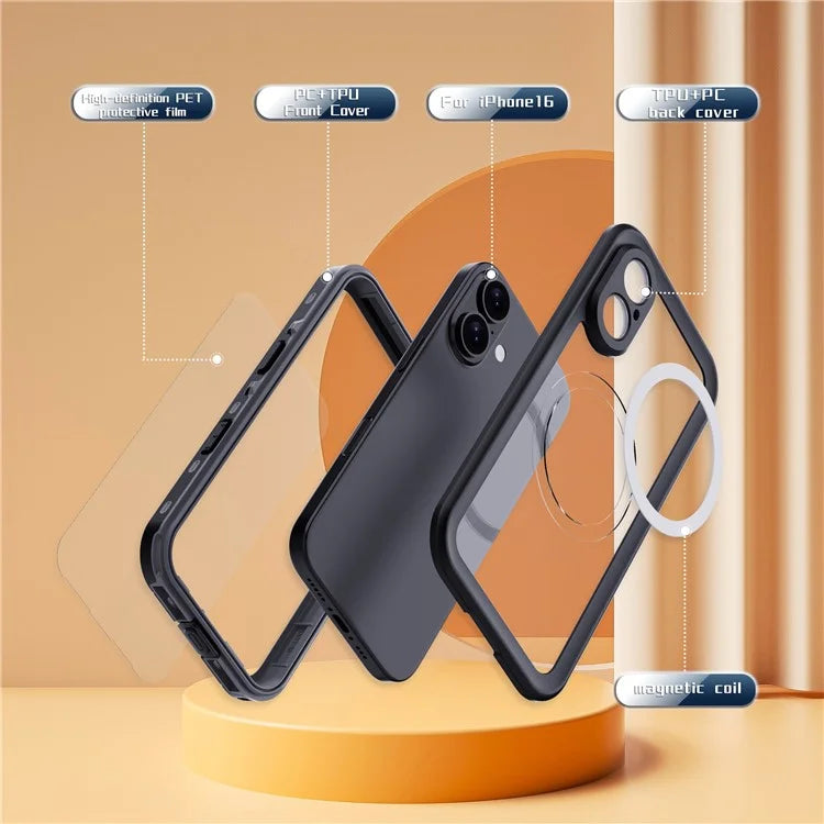 REDPEPPER Dot+ Series For iPhone 16 Phone Case Compatible with MagSafe IP68 Waterproof Clear Phone Cover
