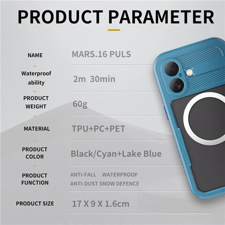 REDPEPPER For iPhone 16 Plus Case Compatible with MagSafe IP68 Waterproof Clear Phone Cover