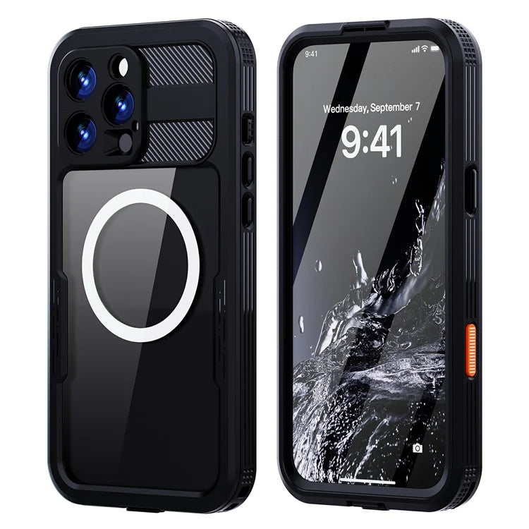 SHELLBOX For iPhone 16 Pro Max Case Compatible with MagSafe IP68 Waterproof Clear Phone Cover