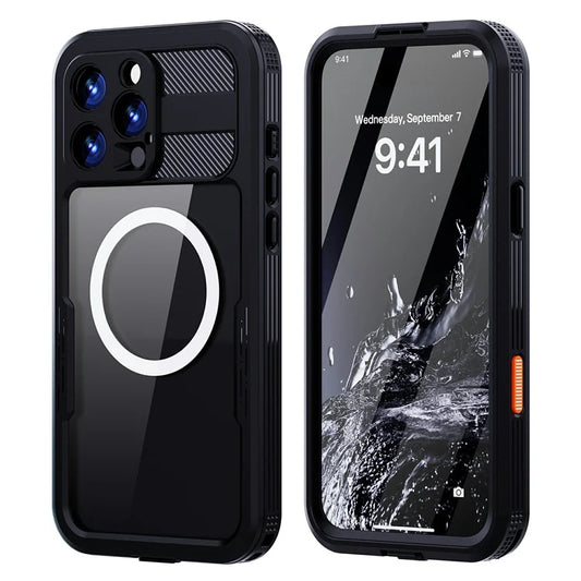 SHELLBOX For iPhone 16 Pro Max Case Compatible with MagSafe IP68 Waterproof Clear Phone Cover