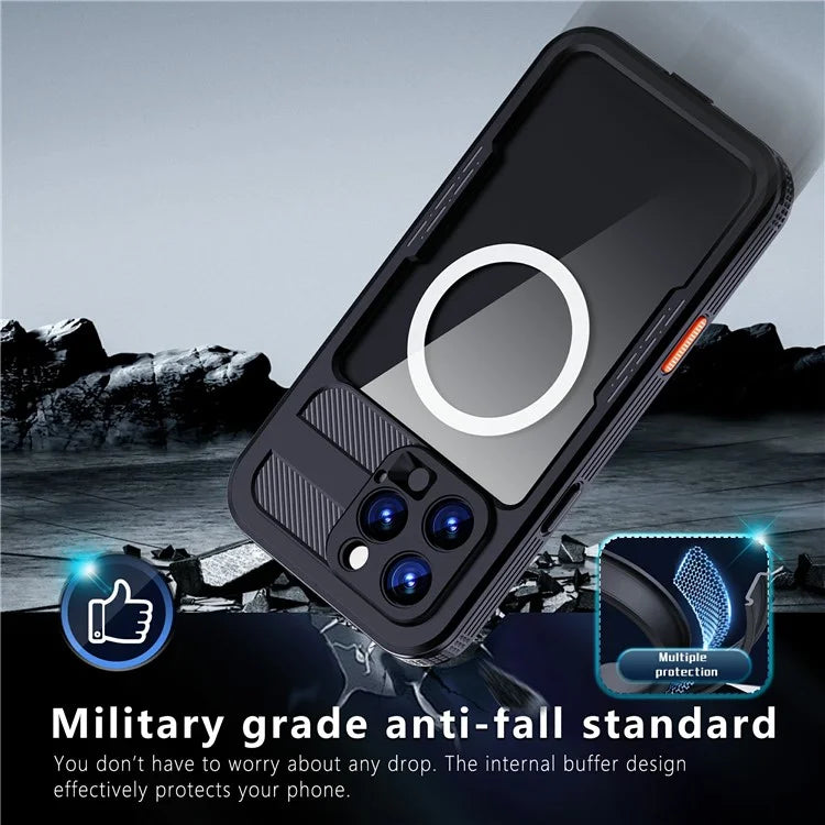 SHELLBOX For iPhone 16 Pro Max Case Compatible with MagSafe IP68 Waterproof Clear Phone Cover