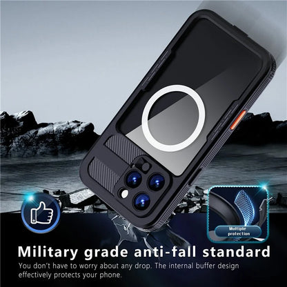 SHELLBOX For iPhone 16 Pro Max Case Compatible with MagSafe IP68 Waterproof Clear Phone Cover