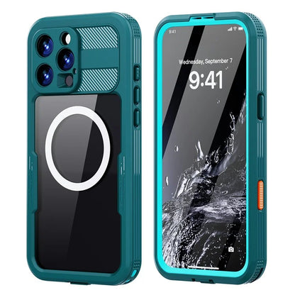 SHELLBOX For iPhone 16 Pro Max Case Compatible with MagSafe IP68 Waterproof Clear Phone Cover