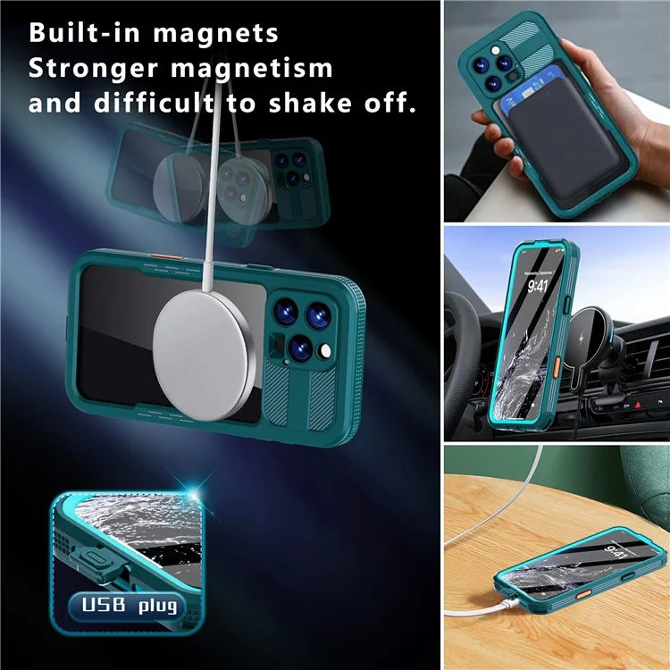 SHELLBOX For iPhone 16 Pro Max Case Compatible with MagSafe IP68 Waterproof Clear Phone Cover