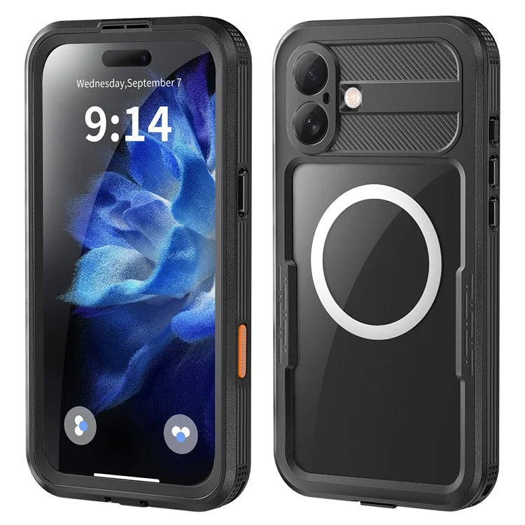 SHELLBOX For iPhone 16 Plus Case Compatible with MagSafe IP68 Waterproof Clear Phone Cover
