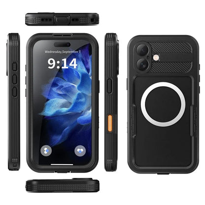 SHELLBOX For iPhone 16 Plus Case Compatible with MagSafe IP68 Waterproof Clear Phone Cover