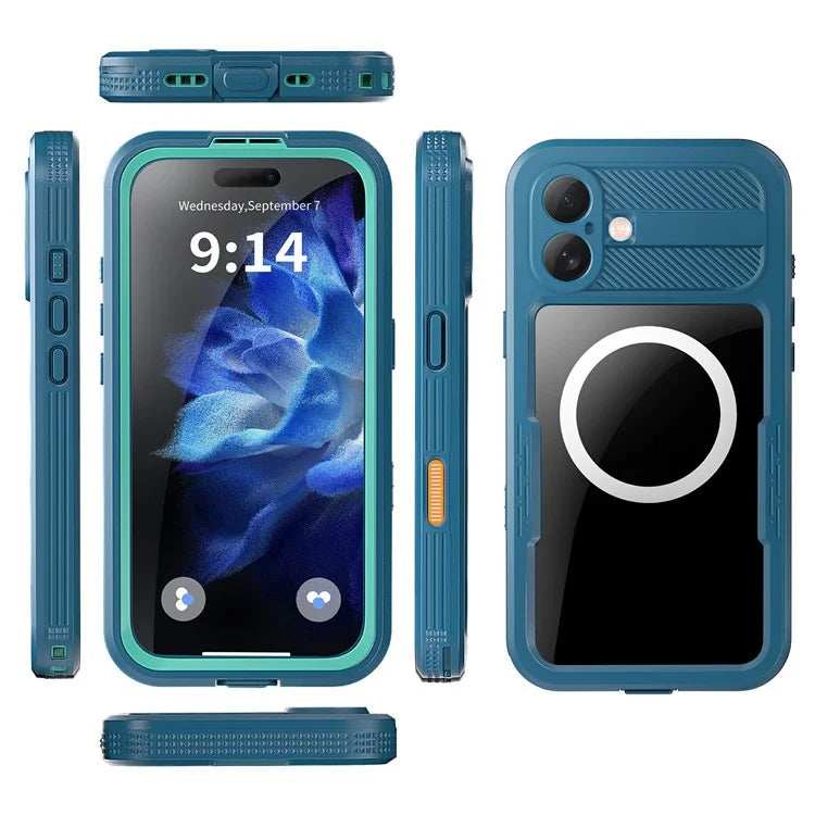 SHELLBOX For iPhone 16 Plus Case Compatible with MagSafe IP68 Waterproof Clear Phone Cover