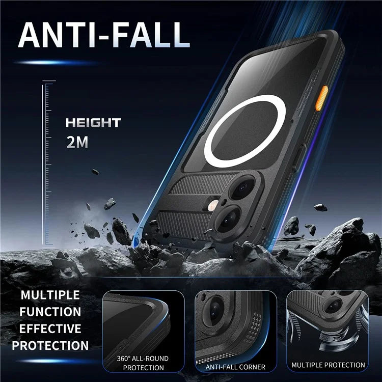 SHELLBOX For iPhone 16 Case Compatible with MagSafe IP68 Waterproof Clear Phone Cover