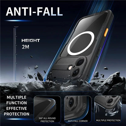 SHELLBOX For iPhone 16 Case Compatible with MagSafe IP68 Waterproof Clear Phone Cover
