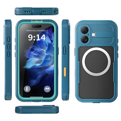 SHELLBOX For iPhone 16 Case Compatible with MagSafe IP68 Waterproof Clear Phone Cover