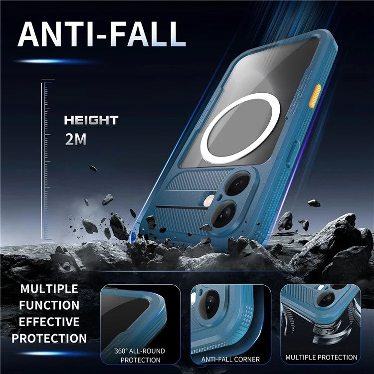 SHELLBOX For iPhone 16 Case Compatible with MagSafe IP68 Waterproof Clear Phone Cover
