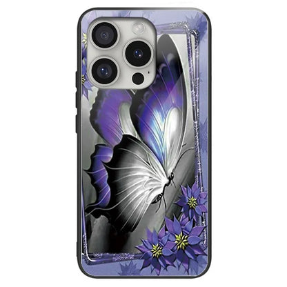For iPhone 16 Pro Max Case Pattern Printing Anti-Drop Tempered Glass+TPU Phone Cover