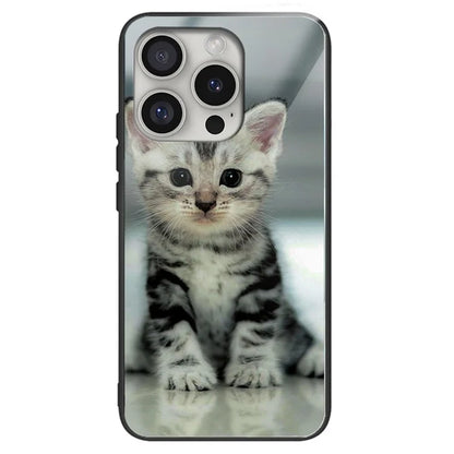 For iPhone 16 Pro Max Case Pattern Printing Anti-Drop Tempered Glass+TPU Phone Cover