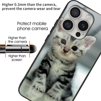 For iPhone 16 Pro Max Case Pattern Printing Anti-Drop Tempered Glass+TPU Phone Cover