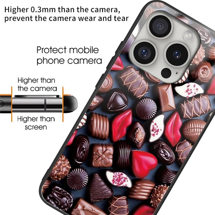 For iPhone 16 Pro Max Case Pattern Printing Anti-Drop Tempered Glass+TPU Phone Cover