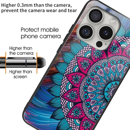 For iPhone 16 Pro Max Case Pattern Printing Anti-Drop Tempered Glass+TPU Phone Cover