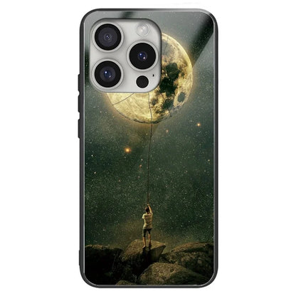For iPhone 16 Pro Max Case Pattern Printing Anti-Drop Tempered Glass+TPU Phone Cover