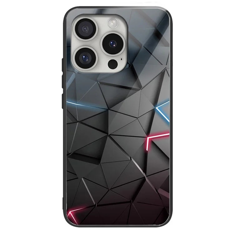 For iPhone 16 Pro Max Case Pattern Printing Anti-Drop Tempered Glass+TPU Phone Cover