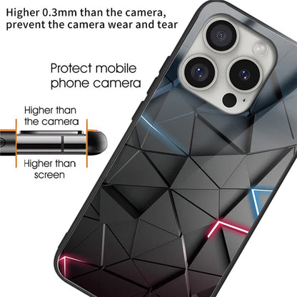 For iPhone 16 Pro Max Case Pattern Printing Anti-Drop Tempered Glass+TPU Phone Cover