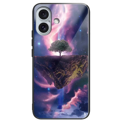 For iPhone 16 Case Pattern Printing Tempered Glass TPU Phone Cover