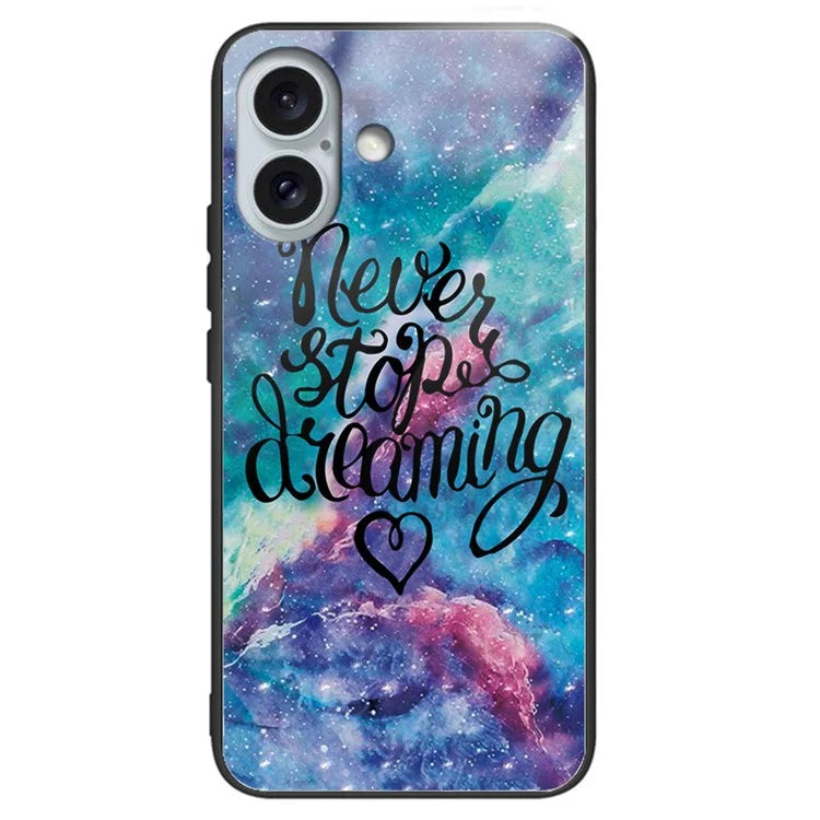 For iPhone 16 Case Pattern Printing Tempered Glass TPU Phone Cover