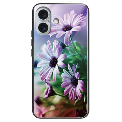 For iPhone 16 Case Pattern Printing Tempered Glass TPU Phone Cover
