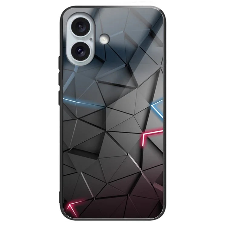 For iPhone 16 Case Pattern Printing Tempered Glass TPU Phone Cover