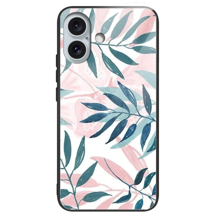 For iPhone 16 Case Pattern Printing Tempered Glass TPU Phone Cover