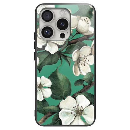 For iPhone 16 Pro Max Shockproof Case Pattern Printing Tempered Glass TPU Phone Cover