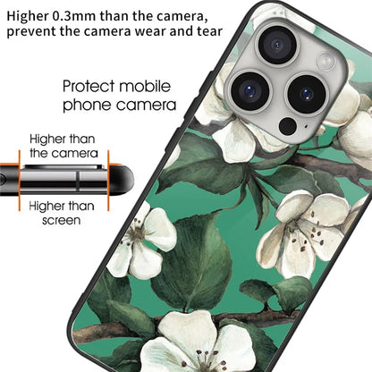 For iPhone 16 Pro Max Shockproof Case Pattern Printing Tempered Glass TPU Phone Cover