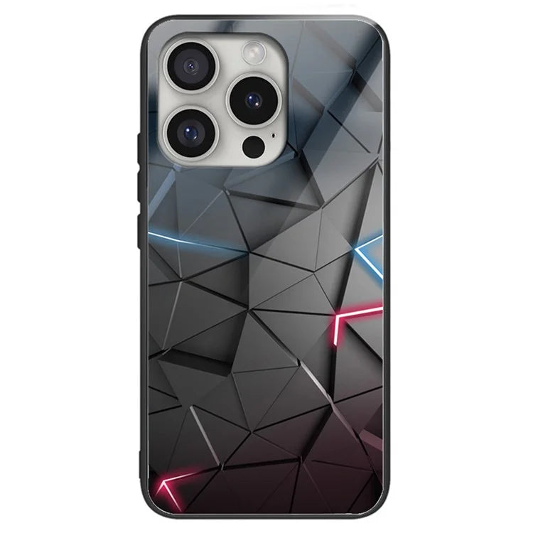 For iPhone 16 Pro Max Shockproof Case Pattern Printing Tempered Glass TPU Phone Cover