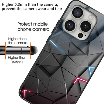 For iPhone 16 Pro Max Shockproof Case Pattern Printing Tempered Glass TPU Phone Cover