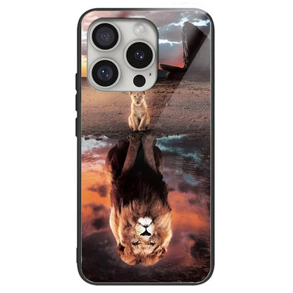 For iPhone 16 Pro Max Shockproof Case Pattern Printing Tempered Glass TPU Phone Cover