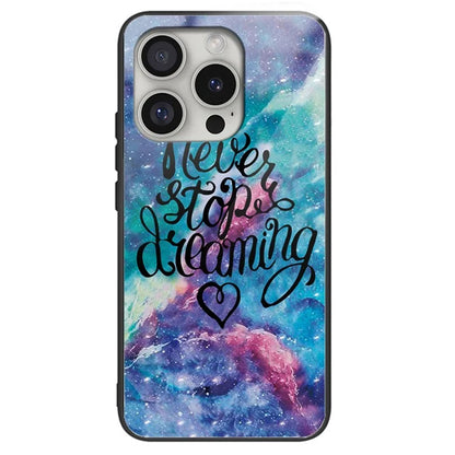 For iPhone 16 Pro Max Shockproof Case Pattern Printing Tempered Glass TPU Phone Cover