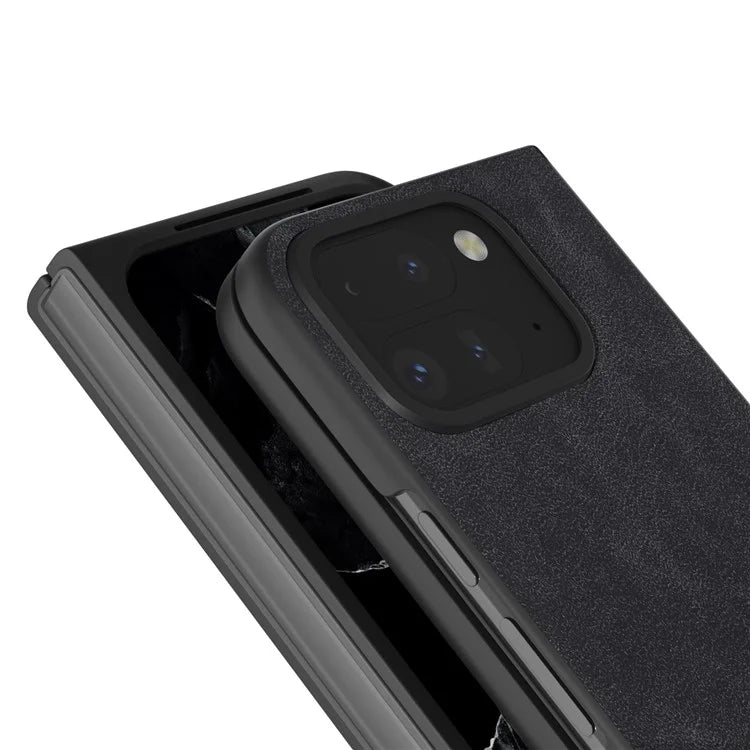 For Google Pixel Fold 2 Shockproof Case Black Edge PU+PC Phone Cover