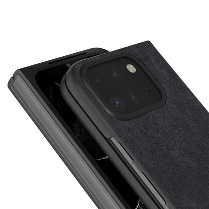 For Google Pixel Fold 2 Shockproof Case Black Edge PU+PC Phone Cover