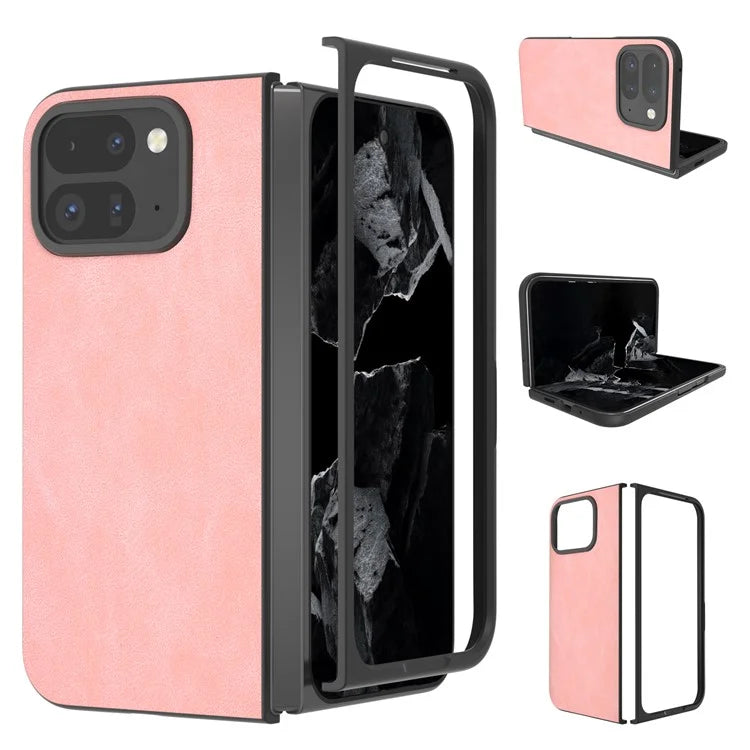 For Google Pixel Fold 2 Shockproof Case Black Edge PU+PC Phone Cover