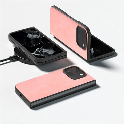 For Google Pixel Fold 2 Shockproof Case Black Edge PU+PC Phone Cover