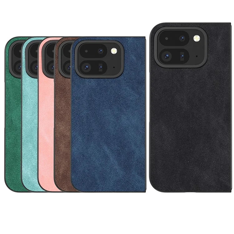 For Google Pixel Fold 2 Shockproof Case Black Edge PU+PC Phone Cover