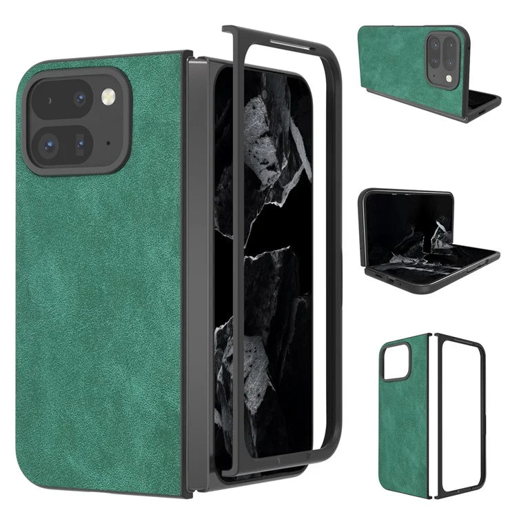 For Google Pixel Fold 2 Shockproof Case Black Edge PU+PC Phone Cover