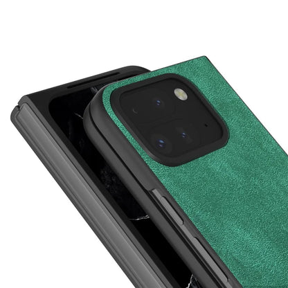 For Google Pixel Fold 2 Shockproof Case Black Edge PU+PC Phone Cover