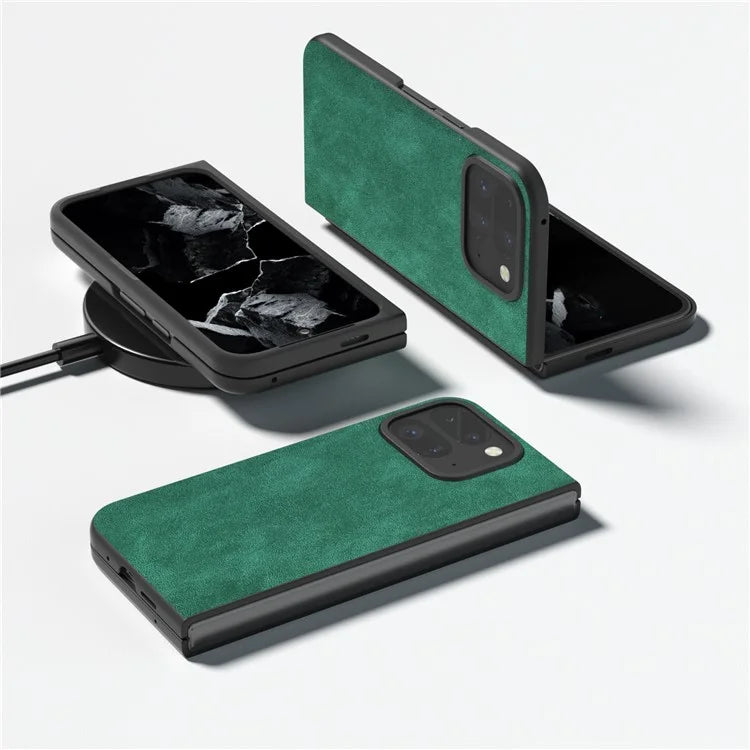 For Google Pixel Fold 2 Shockproof Case Black Edge PU+PC Phone Cover