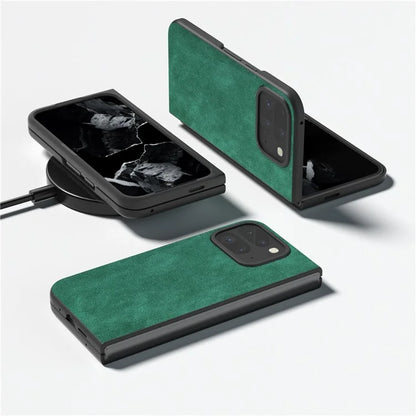 For Google Pixel Fold 2 Shockproof Case Black Edge PU+PC Phone Cover
