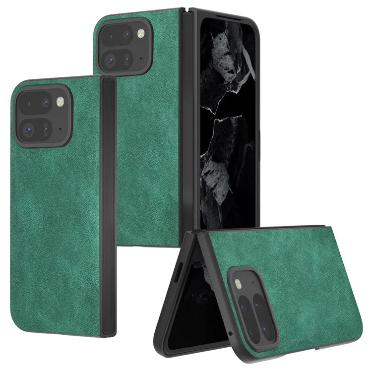 For Google Pixel Fold 2 Shockproof Case Black Edge PU+PC Phone Cover