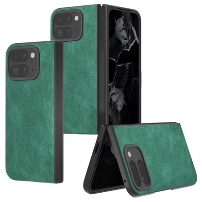 For Google Pixel Fold 2 Shockproof Case Black Edge PU+PC Phone Cover