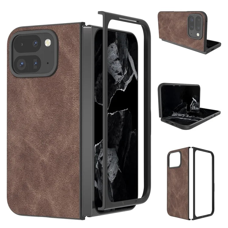 For Google Pixel Fold 2 Shockproof Case Black Edge PU+PC Phone Cover
