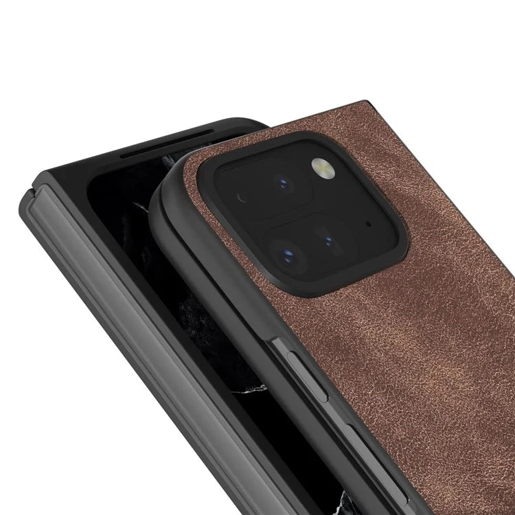 For Google Pixel Fold 2 Shockproof Case Black Edge PU+PC Phone Cover