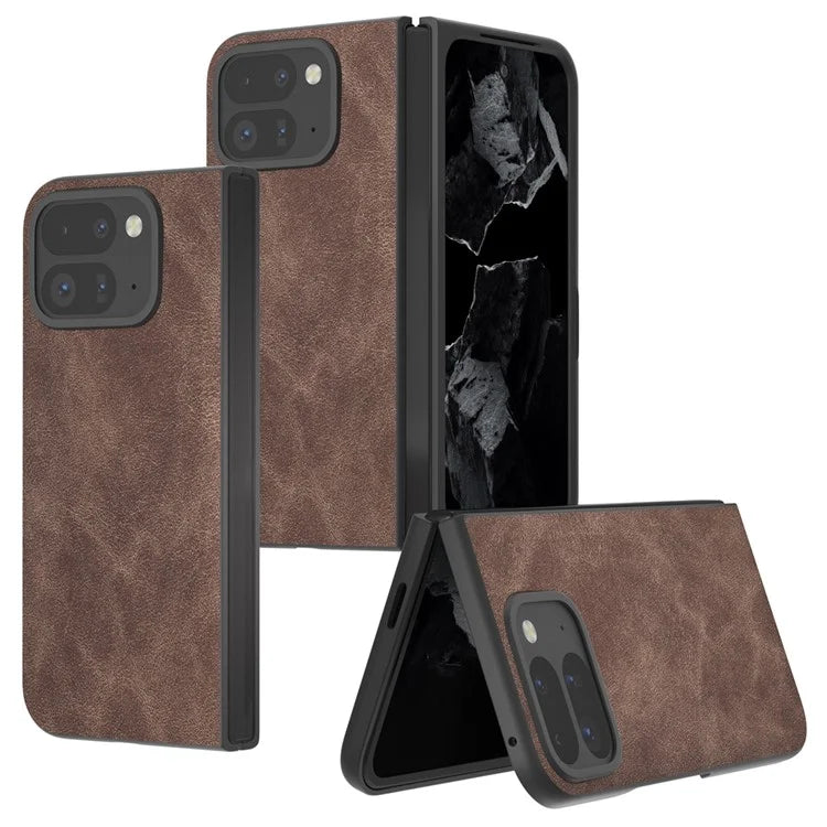 For Google Pixel Fold 2 Shockproof Case Black Edge PU+PC Phone Cover