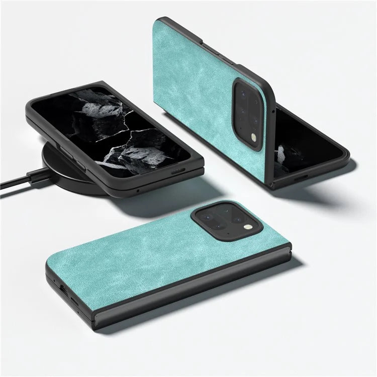 For Google Pixel Fold 2 Shockproof Case Black Edge PU+PC Phone Cover