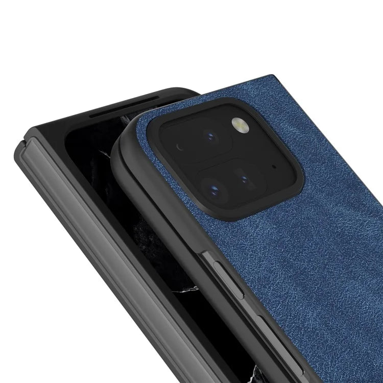 For Google Pixel Fold 2 Shockproof Case Black Edge PU+PC Phone Cover